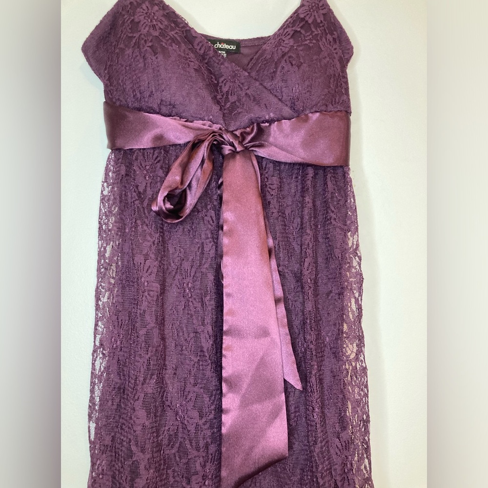Le Chateau dark purple babydoll dress with satin bow Y2K